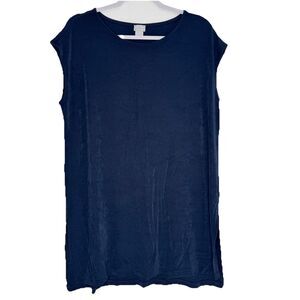 Chicos Travelers Top Womens Sz 3 Tunic Slinky Packable US L Navy Blue Slimming